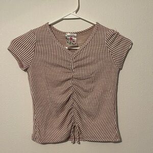 Kids Striped Brown Short Sleeve Top
